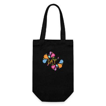 Happy Day Peace Flower Power Gift Love 70s - Gift Bag for Bottles - black - Front