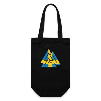 Swedish flag with Valknut, symbol of Odin - Gift Bag for Bottles - black - Front