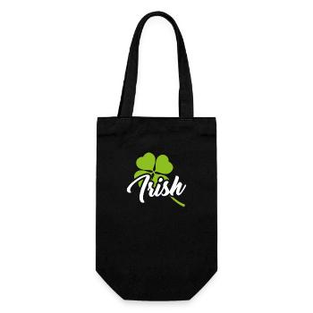 Irish Glücksklee Spruch Irland - Geschenkbeutel für Flaschen - Schwarz - Vorne