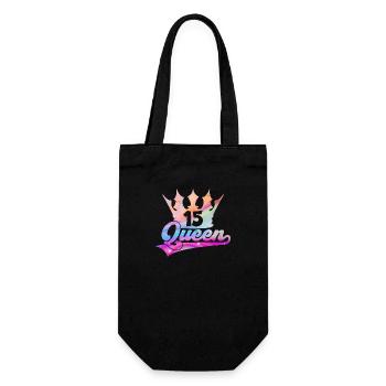 15TH BIRTHDAY GIRL QUEEN PRINCESS - Gift Bag for Bottles - black - Front