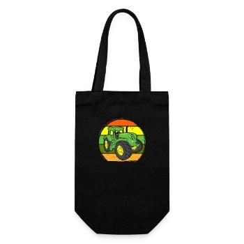 Trecker Traktor Landmaschine retro vintage - Geschenkbeutel für Flaschen - Schwarz - Vorne