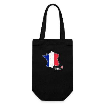Frankreich Flagge Landkarte Umriss - Geschenkbeutel für Flaschen - Schwarz - Vorne