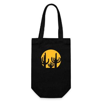 Round Silhouette Cactus Sun - Gift Bag for Bottles - black - Front
