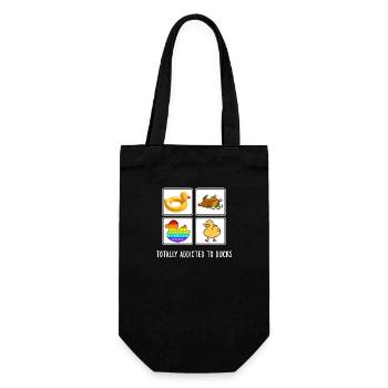 Ente Entensammlung Entenliebhaber "Ente gut" - Geschenkbeutel für Flaschen - Schwarz - Vorne