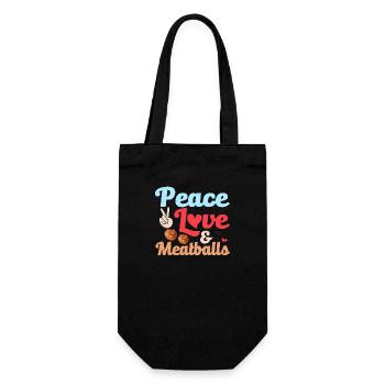 Peace Love & Meatballs Italian Food Foodie Noodles - Geschenkbeutel für Flaschen - Schwarz - Vorne