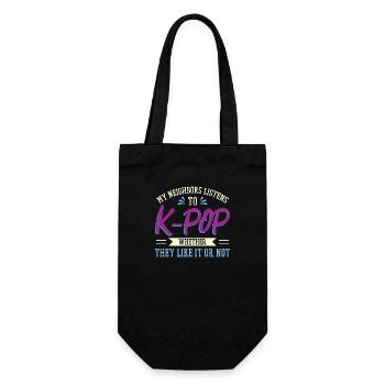 Meine Nachbarn hören K-Pop - Geschenkbeutel für Flaschen - Schwarz - Vorne