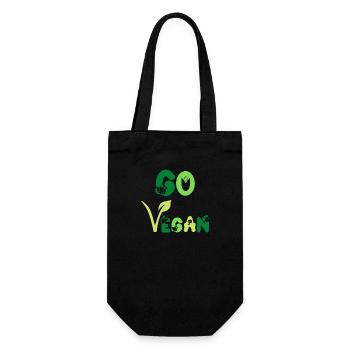 Go Vegan Veganer Veganerin Pro Veggie Green Color - Gift Bag for Bottles - black - Front