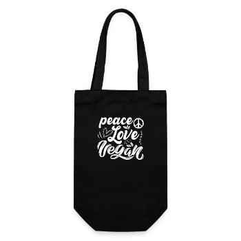 Peace love vegan - Geschenkbeutel für Flaschen - Schwarz - Vorne