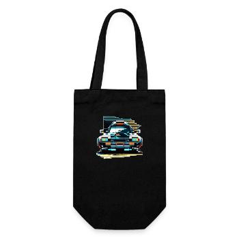 Futuristic car in 8 bit pixel design - Gift Bag for Bottles - black - Front