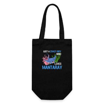 Just a crazy boy who loves manta rays - Gift Bag for Bottles - black - Front