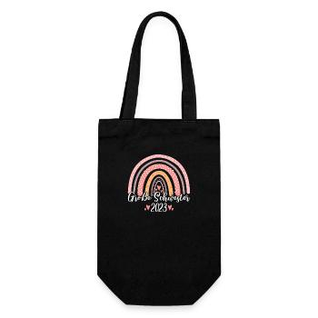 Große Schwester 2023 Boho Regenbogen Mädchen - Geschenkbeutel für Flaschen - Schwarz - Vorne