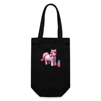 Pink Pony - Cartoon Character - Gift Bag for Bottles - black - Front