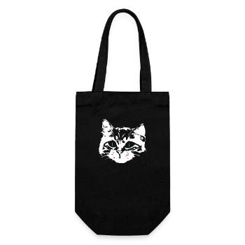 Verliebte Katze im Gesicht - Geschenkbeutel für Flaschen - Schwarz - Vorne
