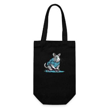 The chinchilla as a professional skateboarder - Gift Bag for Bottles - black - Front