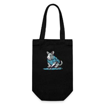Thechinchilla on a skateboard with a hoodie - Gift Bag for Bottles - black - Front