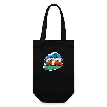 pixel vintage camper - Geschenkbeutel für Flaschen - Schwarz - Vorne
