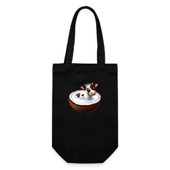 Kuh in Kokosnuss - Geschenkbeutel für Flaschen - Schwarz - Vorne