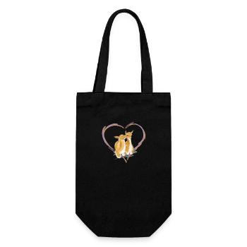 Liebe zu Lamas - Geschenkbeutel für Flaschen - Schwarz - Vorne