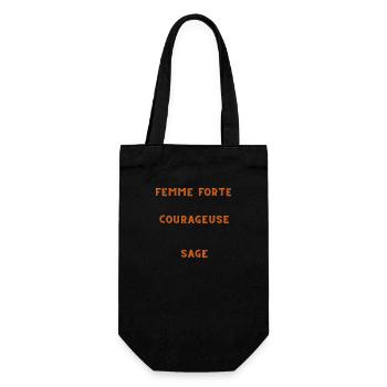 Femme forte, courageuse, sage. - Sac à bouteille - noir - Devant