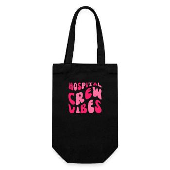 Krankenhaus Crew Vibes Rosa Rose Dame Stil Krankenschwestern - Geschenkbeutel für Flaschen - Schwarz - Vorne