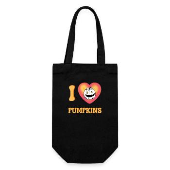 Ich liebe Kürbisse Halloween Spooky Horror Face - Geschenkbeutel für Flaschen - Schwarz - Vorne