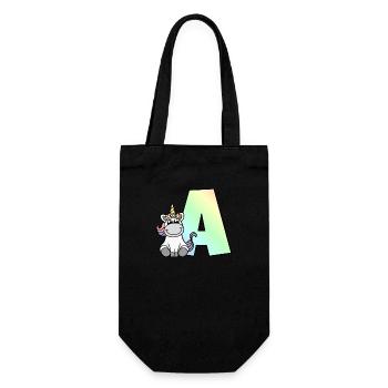 Unicorn Letter A - Gift Bag for Bottles - black - Front