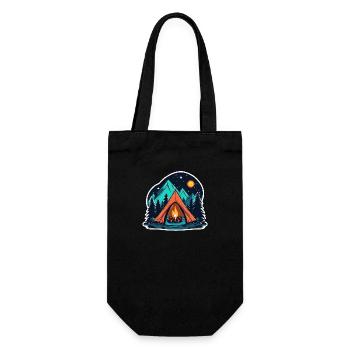 Camping, tent and campfire - Gift Bag for Bottles - black - Front