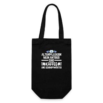 Pflege Kaffee Pflegekraft AltenPflegerinin - Geschenkbeutel für Flaschen - Schwarz - Vorne