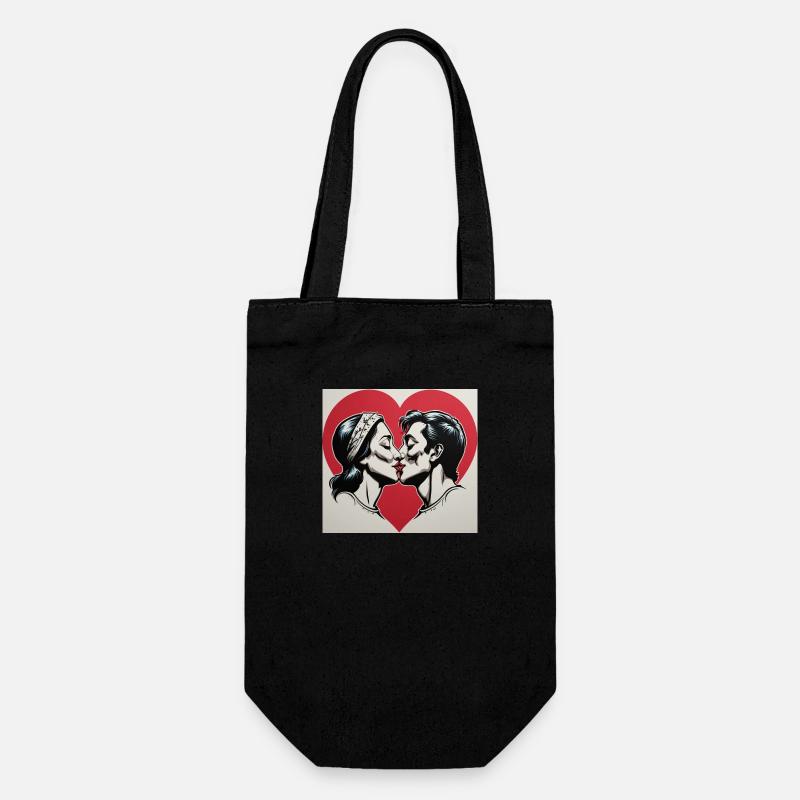 Küssen - Geschenkbeutel für Flaschen - Schwarz