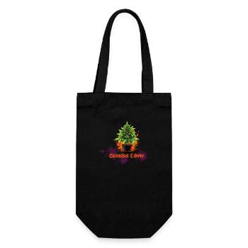 Cannabis Lover Power Flower Pflanze Logo - Geschenkbeutel für Flaschen - Schwarz - Vorne