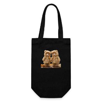 Teddybären halten oft ein ganzes Leben lang - Geschenkbeutel für Flaschen - Schwarz - Vorne