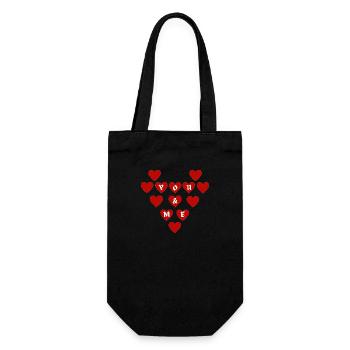Hearts for Valentine's Day, Love Heart T Shirt, Sweater - Gift Bag for Bottles - black - Front