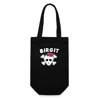 Piratin Birgit Design für Mädchen und Frauen - Geschenkbeutel für Flaschen - Schwarz - Vorne