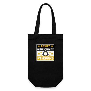 Easily Distracted By Penguins Funny Cute Penguin - Gift Bag for Bottles - black - Front