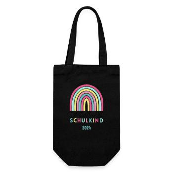 Endlich Schulkind 2024 Einschulungsshirt - Geschenkbeutel für Flaschen - Schwarz - Vorne