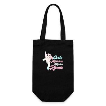 Fille cool faisant un entraînement d’arts martiaux de karaté - Sac à bouteille - noir - Devant
