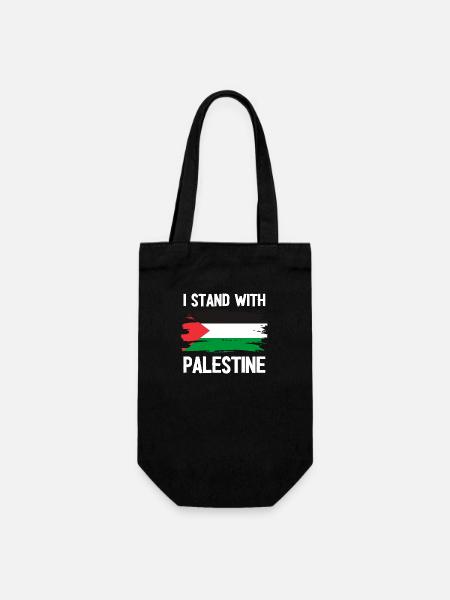 I STAND WITH Palestine - Gift Bag for Bottles - black