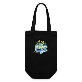 Chat Chat Visage Chats Chaton Fleurs Insecte - Sac à bouteille - noir - Devant