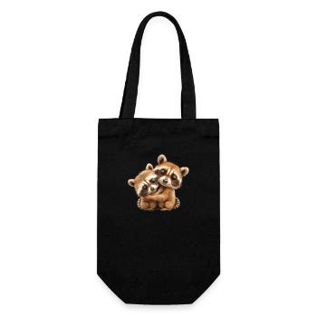Zwei süße Waschbären, die sich umarmen - Geschenkbeutel für Flaschen - Schwarz - Vorne