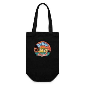 Bessere Tage voraus Retro Sonnenaufgang Motivierend - Geschenkbeutel für Flaschen - Schwarz - Vorne