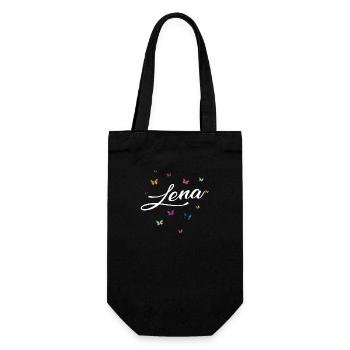 LENA - Girl Name with Colorful Butterflies - Gift Bag for Bottles - black - Front