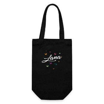 LANA - Nom de fille avec des papillons colorés - Sac à bouteille - noir - Devant