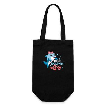 Crazy Dolphin Lady Beach Vacation Marine Biology - Gift Bag for Bottles - black - Front