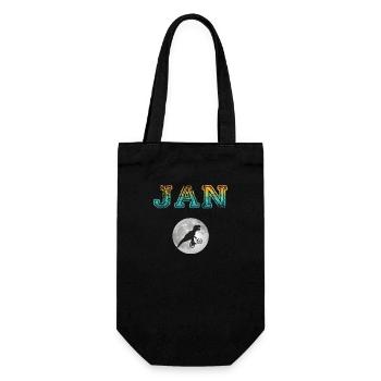 JAN - Schöner Jungen Name mit Dinosaurier - Geschenkbeutel für Flaschen - Schwarz - Vorne