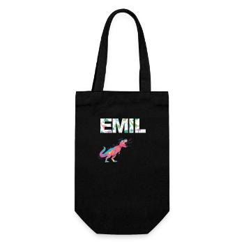 EMIL - Beautiful boy name with dinosaur - Gift Bag for Bottles - black - Front