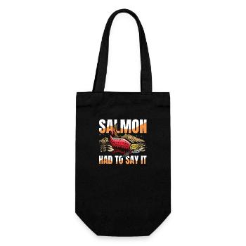Salmon Had To Say It für eine Anglerin Fischerin - Geschenkbeutel für Flaschen - Schwarz - Vorne