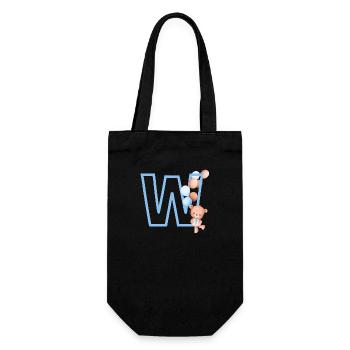 Buchstabe w Blauer Bär - Geschenkbeutel für Flaschen - Schwarz - Vorne