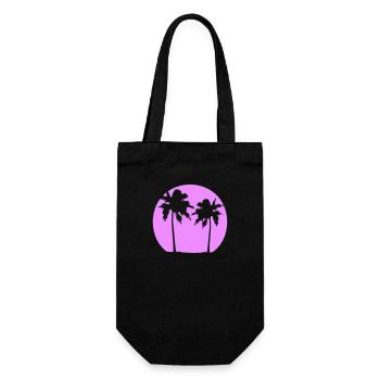 Deux Palmiers Île Soleil Coucher De Soleil Rond Rose - Sac à bouteille - noir - Devant