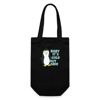 pinguin baby its cold outside - Geschenkbeutel für Flaschen - Schwarz - Vorne