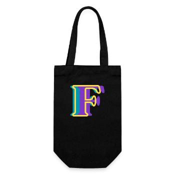 Letter f multicoloured - original gift idea - Gift Bag for Bottles - black - Front